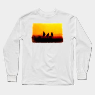 Tree birds throw sunset artwork Long Sleeve T-Shirt